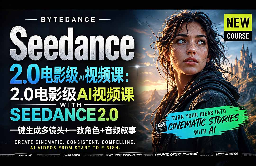 （18415期）Seedance 2.0电影级AI视频课：一键生成多镜头+一致角色+音频叙事