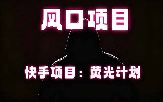 （18560期）快手风口项目，荧光计划托管，长期稳定，适合批量做