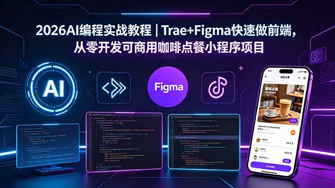 （18627期）2026AI编程实战教程｜Trae+Figma快速做前端，从零开发可商用咖啡点餐小程序项目