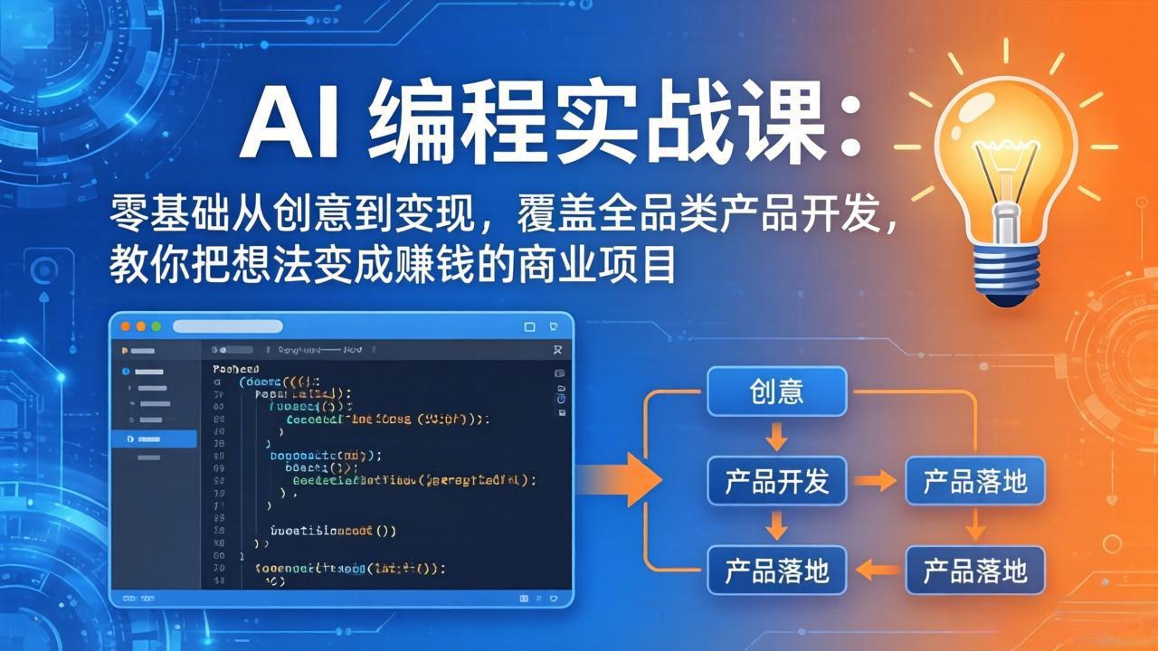 （18393期）AI编程实战课-第三期-5月9更新：零基础从创意到变现，覆盖全品类产品开发，把想法变成赚钱项目