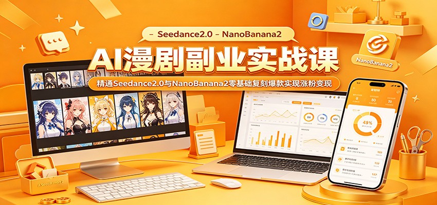 AI漫剧副业实战课:精通Seedance2.0与NanoBanana2零基础复刻爆款实现涨粉变现