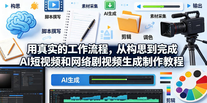 用真实的工作流程,从构思到完成AI短视频和网络剧视频生成制作教程-中英字幕插图 用真实的工作流程,从构思到完成AI短视频和网络剧视频生成制作教程-中英字幕插图
