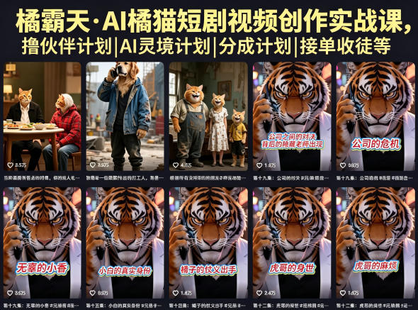 橘霸天·AI橘猫短剧视频创作实战课,撸伙伴计划|AI灵境计划|分成计划|接单收徒等插图 橘霸天·AI橘猫短剧视频创作实战课,撸伙伴计划|AI灵境计划|分成计划|接单收徒等插图