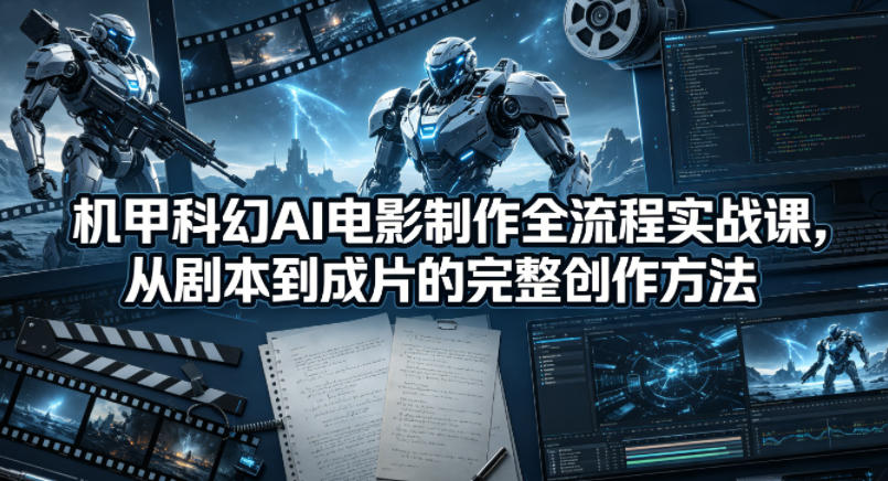 机甲科幻AI电影制作全流程实战课，从剧本到成片的完整创作方法插图