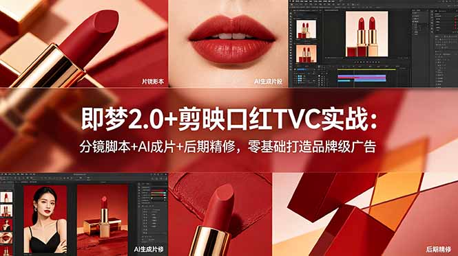 (18729期)即梦2.0+剪映口红TVC实战:分镜脚本+AI成片+后期精修,零基础打造品牌级广告插图 (18729期)即梦2.0+剪映口红TVC实战:分镜脚本+AI成片+后期精修,零基础打造品牌级广告插图