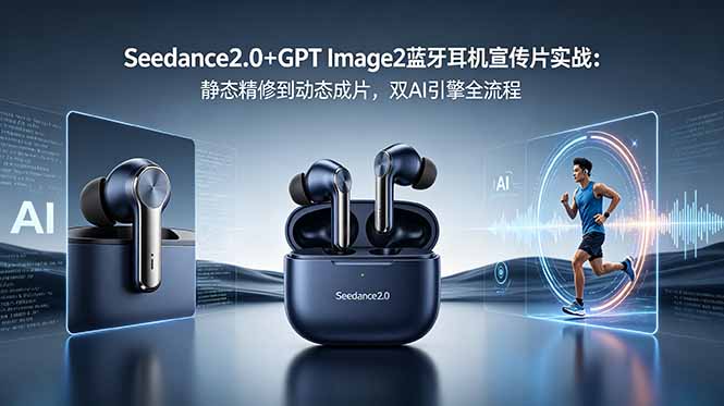 (18730期)Seedance2.0+GPT Image2蓝牙耳机宣传片实战:静态精修到动态成片,双AI引擎全流程插图 (18730期)Seedance2.0+GPT Image2蓝牙耳机宣传片实战:静态精修到动态成片,双AI引擎全流程插图