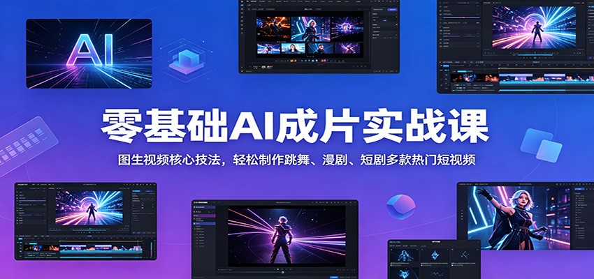 零基础AI成片实战课:图生视频核心技法,轻松制作跳舞、漫剧、短剧多款热门短视频插图 零基础AI成片实战课:图生视频核心技法,轻松制作跳舞、漫剧、短剧多款热门短视频插图
