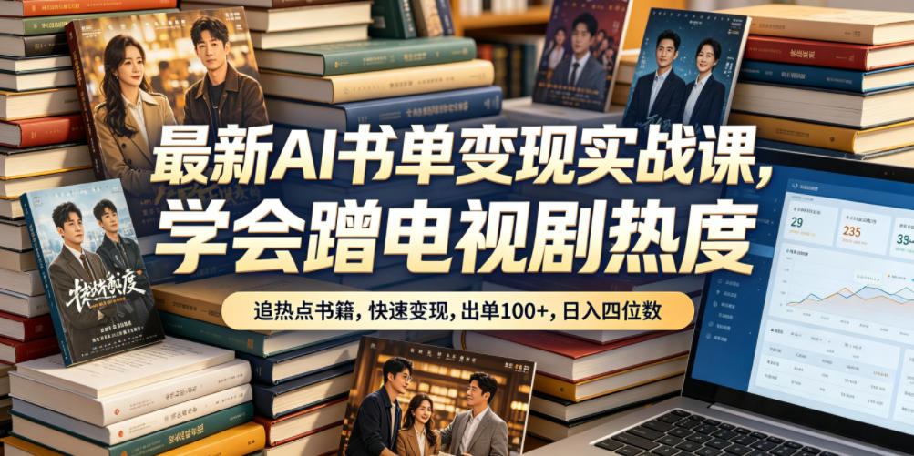 最新AI书单变现实战课，学会蹭电视剧热度，追热点书籍，快速变现，出单100+，日入四位数插图