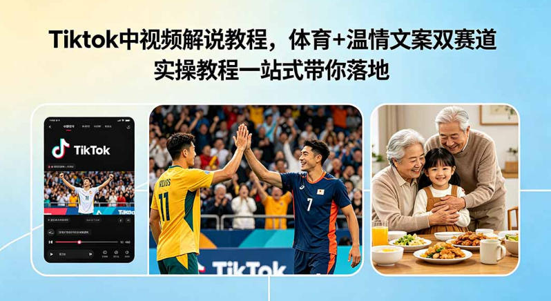 Tiktok中视频解说教程,体育+温情文案双赛道实操教程一站式带你落地,教你出海賺美刀插图 Tiktok中视频解说教程,体育+温情文案双赛道实操教程一站式带你落地,教你出海賺美刀插图