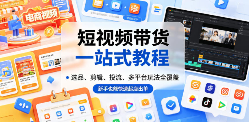 短视频带货一站式教程,选品、剪辑、投流、多平台玩法全覆盖,新手也能快速起店出单插图 短视频带货一站式教程,选品、剪辑、投流、多平台玩法全覆盖,新手也能快速起店出单插图