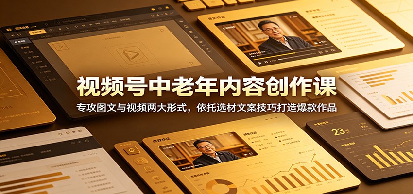 视频号中老年内容创作课:专攻图文与视频两大形式,依托选材文案技巧打造爆款作品插图 视频号中老年内容创作课:专攻图文与视频两大形式,依托选材文案技巧打造爆款作品插图