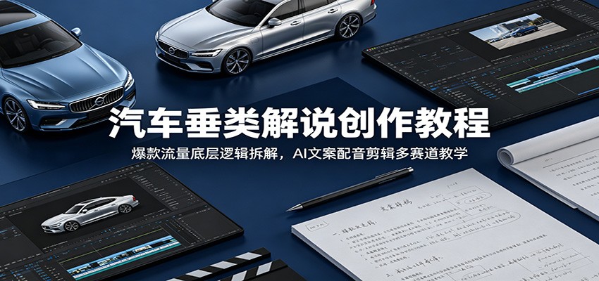 汽车垂类解说创作教程:爆款流量底层逻辑拆解,AI文案配音剪辑多赛道教学