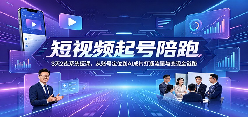 短视频起号陪跑:3天2夜系统授课,从账号定位到AI成片打通流量与变现全链路插图 短视频起号陪跑:3天2夜系统授课,从账号定位到AI成片打通流量与变现全链路插图
