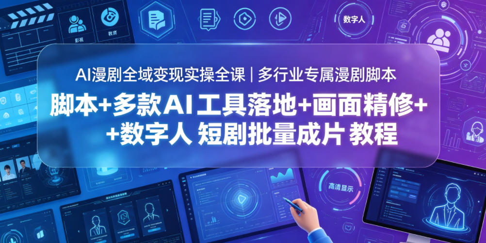 AI漫剧全域变现实操全课|多行业专属漫剧脚本+多款AI工具落地+画面精修+数字人短剧批量成片全教程插图 AI漫剧全域变现实操全课|多行业专属漫剧脚本+多款AI工具落地+画面精修+数字人短剧批量成片全教程插图