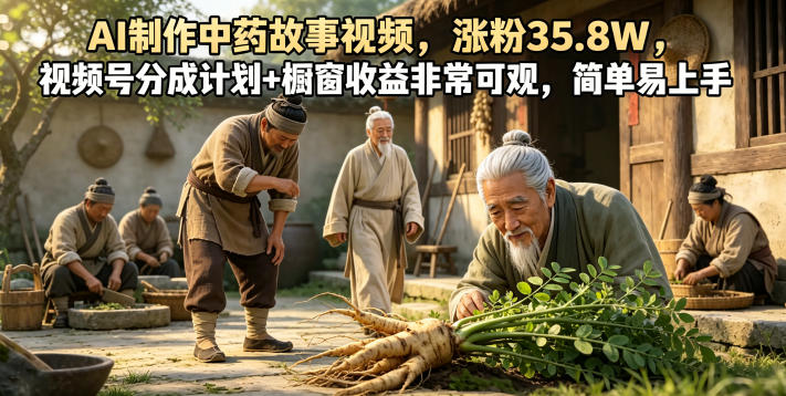 AI制作中药故事视频,涨粉35.8W,视频号分成计划+橱窗收益非常可观,简单易上手插图 AI制作中药故事视频,涨粉35.8W,视频号分成计划+橱窗收益非常可观,简单易上手插图