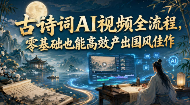 古诗词AI视频全流程,零基础也能高效产出国风佳作插图 古诗词AI视频全流程,零基础也能高效产出国风佳作插图