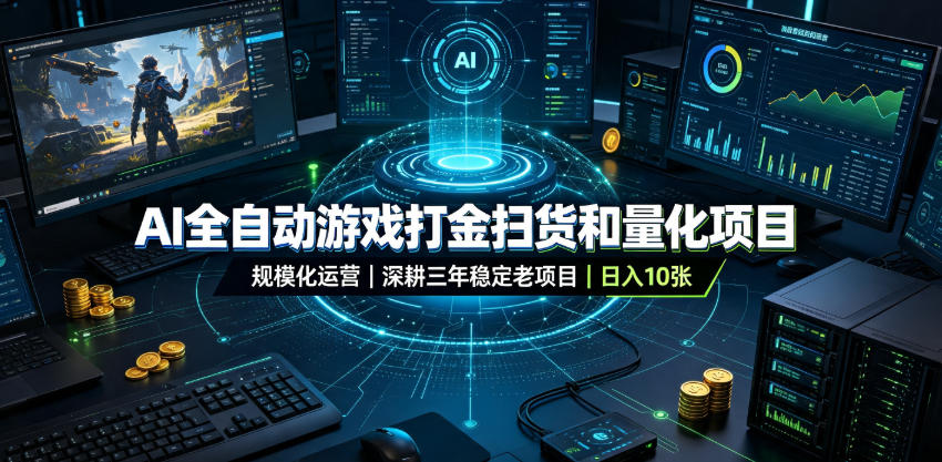 AI全自动游戏打金扫货和量化项目,规模化运营日入10张,深耕三年稳定老项目!【揭秘】插图 AI全自动游戏打金扫货和量化项目,规模化运营日入10张,深耕三年稳定老项目!【揭秘】插图