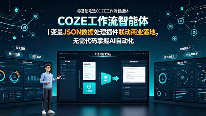 (19243期)零基础吃透COZE工作流智能体|变量JSON数据处理插件联动商业落地,无需代码掌握AI自动化插图 (19243期)零基础吃透COZE工作流智能体|变量JSON数据处理插件联动商业落地,无需代码掌握AI自动化插图