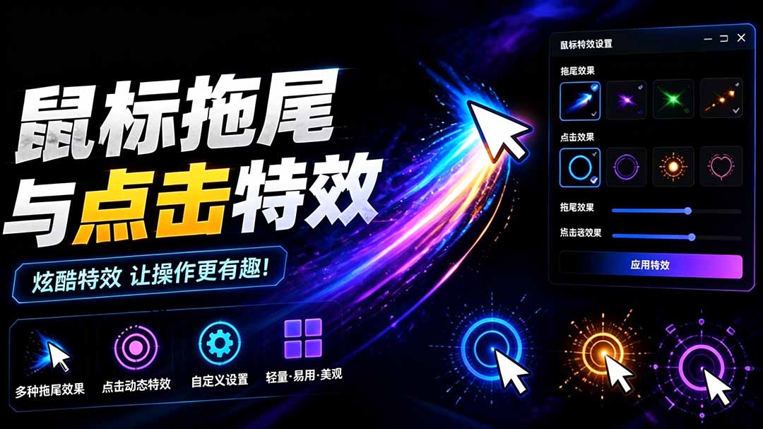 (19356期)Windows特效小工具!一键给你的鼠标添加拖尾与点击动态特效,吾爱出品,免费使用 Mouse Trail插图1 (19356期)Windows特效小工具!一键给你的鼠标添加拖尾与点击动态特效,吾爱出品,免费使用 Mouse Trail插图1