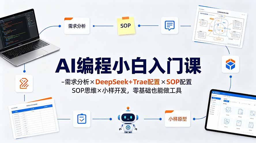 (19539期)AI编程小白入门课-需求分析×DeepSeek+Trae配置×SOP思维×小样开发,零基础也能做工具插图1 (19539期)AI编程小白入门课-需求分析×DeepSeek+Trae配置×SOP思维×小样开发,零基础也能做工具插图1