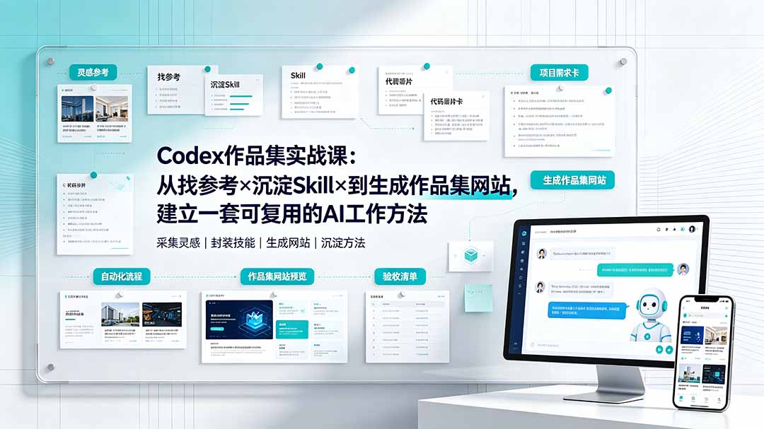 （19361期）Codex作品集实战课：从找参考×沉淀Skill×到生成作品集网站，建立一套可复用的AI工作方法插图1