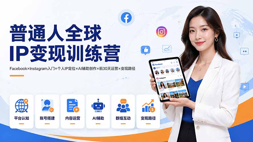 （19568期）普通人全球IP变现训练营：Facebook×Instagram入门×个人IP定位×AI辅助创作×前30天运营×变现路径插图1