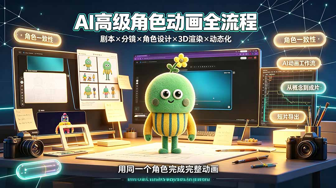 (19304期)AI高级角色动画全流程:剧本×分镜×角色设计×3D渲染×动态化,从概念到成片一站式教学插图1 (19304期)AI高级角色动画全流程:剧本×分镜×角色设计×3D渲染×动态化,从概念到成片一站式教学插图1