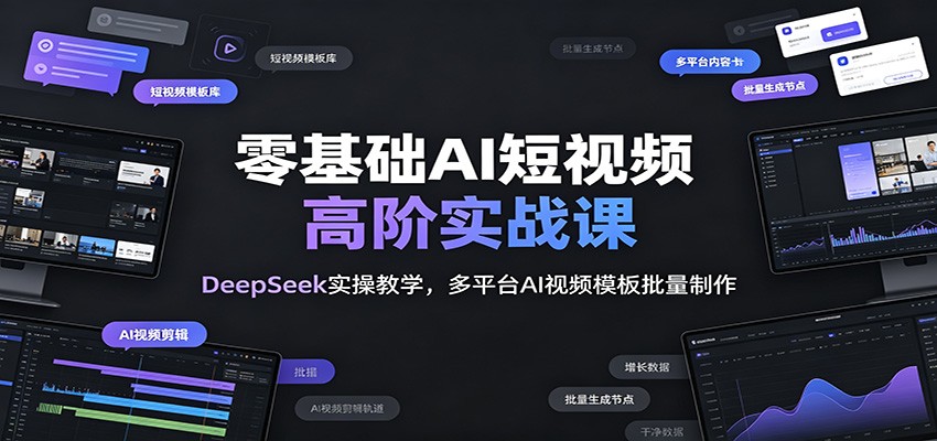零基础AI短视频高阶实战课:DeepSeek实操教学,多平台AI视频模板批量制作