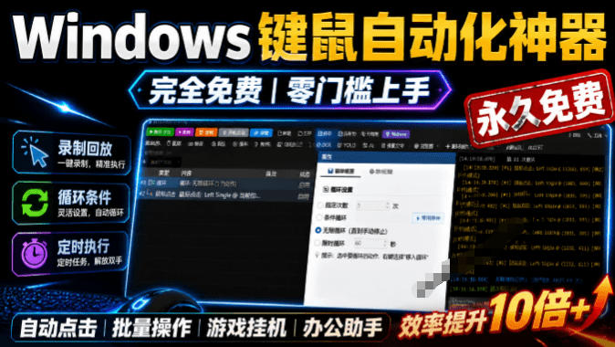 专业Windows键鼠自动化工具,免费永久使用,告别重复操作,小白也能快速创建自动化脚本 点点精灵插图 专业Windows键鼠自动化工具,免费永久使用,告别重复操作,小白也能快速创建自动化脚本 点点精灵插图