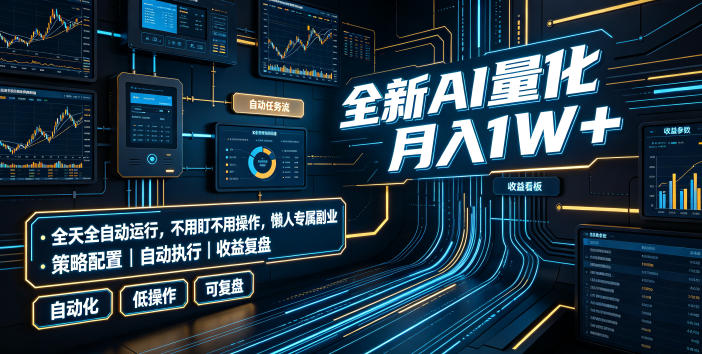 全新AI量化月入1W+,全天全自动运行,不用盯不用操作,懒人专属副业!【揭秘】插图 全新AI量化月入1W+,全天全自动运行,不用盯不用操作,懒人专属副业!【揭秘】插图