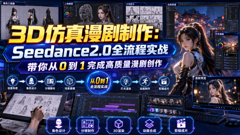 3D仿真漫剧制作：Seedance2.0全流程实战，带你从0到1完成高质量漫剧创作插图
