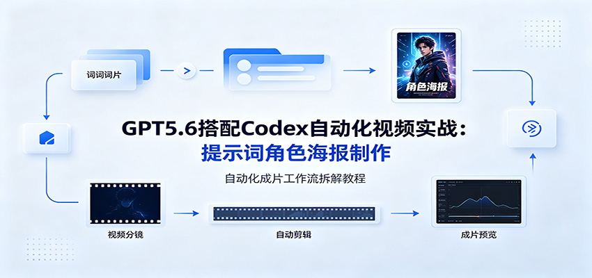 GPT5.6搭配Codex自动化视频实战:提示词角色海报制作,自动化成片工作流拆解教程插图 GPT5.6搭配Codex自动化视频实战:提示词角色海报制作,自动化成片工作流拆解教程插图