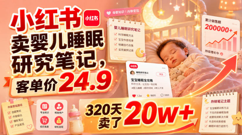 小红书卖婴儿睡眠研究笔记,客单价24.9,320天卖了20w+插图 小红书卖婴儿睡眠研究笔记,客单价24.9,320天卖了20w+插图