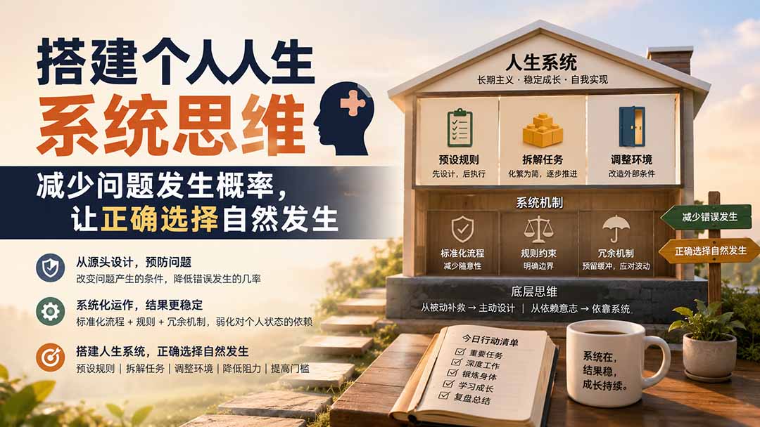 (19985期)付费文章:搭建个人人生系统思维:减少问题发生概率,让正确选择自然发生插图1 (19985期)付费文章:搭建个人人生系统思维:减少问题发生概率,让正确选择自然发生插图1