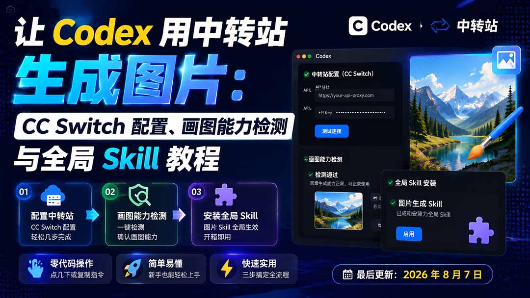 (19777期)让 Codex 用中转站生成图片:CC Switch 配置、画图能力检测与全局 Skill 教程插图1 (19777期)让 Codex 用中转站生成图片:CC Switch 配置、画图能力检测与全局 Skill 教程插图1