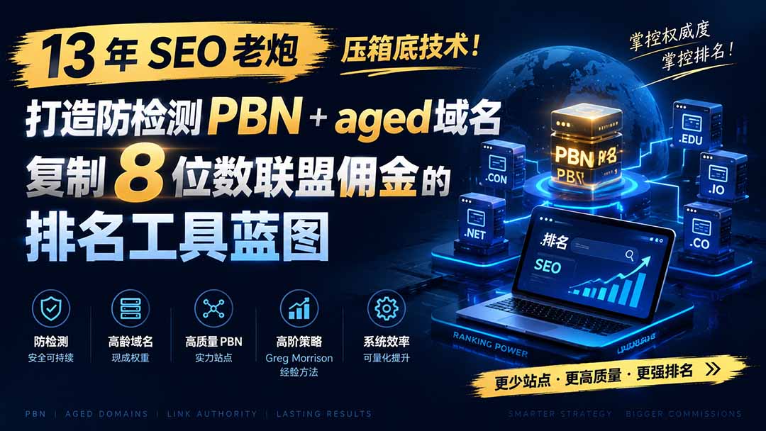 （19824期）13 年 SEO 老炮压箱底技术！打造防检测 PBN+aged 域名，复制 8 位数联盟佣金的排名工具蓝图【原创双语字幕】插图1