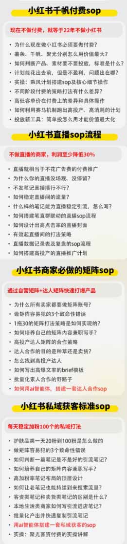 (19747期)小红书高利润AI经营课2026年7.18-20:起号+爆文+付费+达人+私域,利用AI与SOP实现团队人效翻倍增长插图3 (19747期)小红书高利润AI经营课2026年7.18-20:起号+爆文+付费+达人+私域,利用AI与SOP实现团队人效翻倍增长插图3