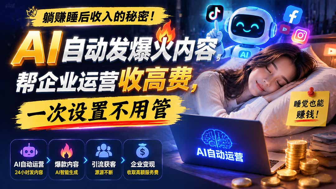 （19826期）躺赚睡后收入的秘密！AI 自动发爆火内容，帮企业运营收高费，一次设置不用管【原创双语字幕】插图1