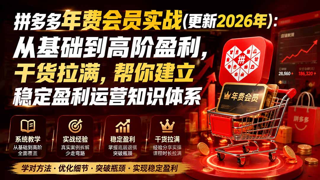 (19838期)拼多多年费会员实战(更新2026年):从基础到高阶盈利,干货拉满,帮你建立稳定盈利运营知识体系插图1 (19838期)拼多多年费会员实战(更新2026年):从基础到高阶盈利,干货拉满,帮你建立稳定盈利运营知识体系插图1