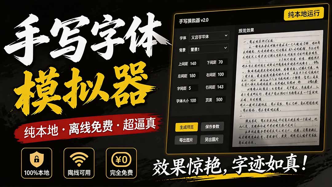(19810期)罚抄神器!罚抄10万字都不在怕了,手写字体模拟生成器,附带新整理背景图和字体,纯本地离线运行插图1 (19810期)罚抄神器!罚抄10万字都不在怕了,手写字体模拟生成器,附带新整理背景图和字体,纯本地离线运行插图1