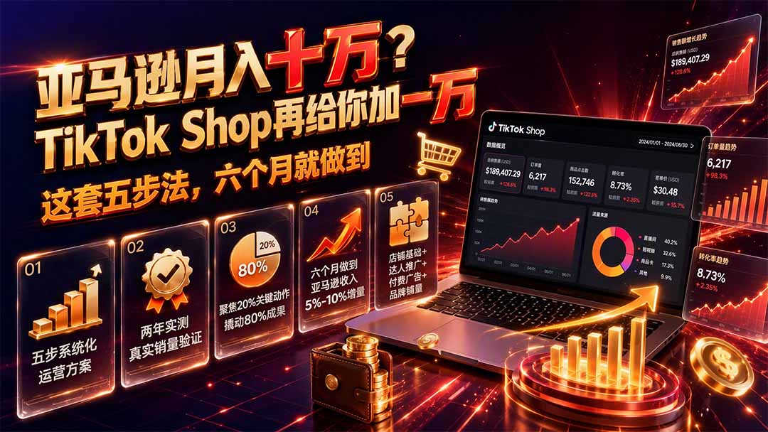 (19643期)亚马逊月入十万?TikTok Shop再给你加一万——这套五步法,六个月就做到【原创双语字幕】插图1 (19643期)亚马逊月入十万?TikTok Shop再给你加一万——这套五步法,六个月就做到【原创双语字幕】插图1