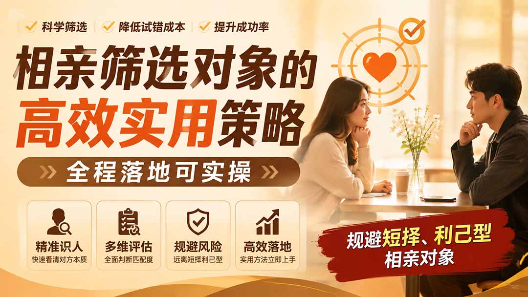 （19727期） 付费文章：相亲筛选对象的高效实用策略，全程落地可实操，规避短择、利己型相亲对象插图1