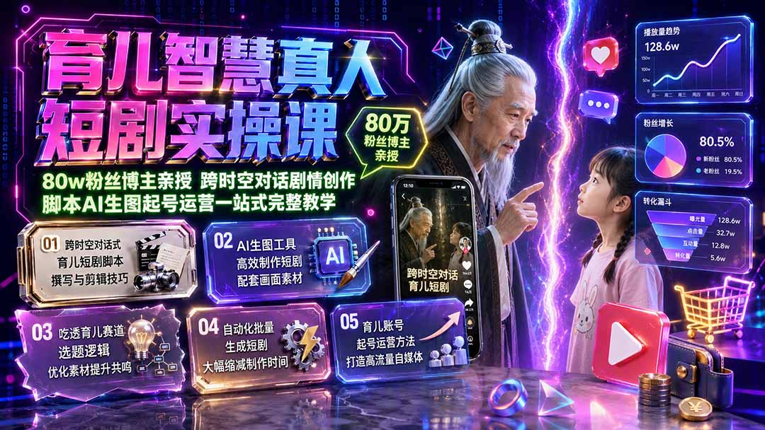 （19663期）育儿智慧真人短剧实操课｜80w粉丝博主亲授，跨时空对话剧情创作，脚本AI生图起号运营一站式完整教学插图1