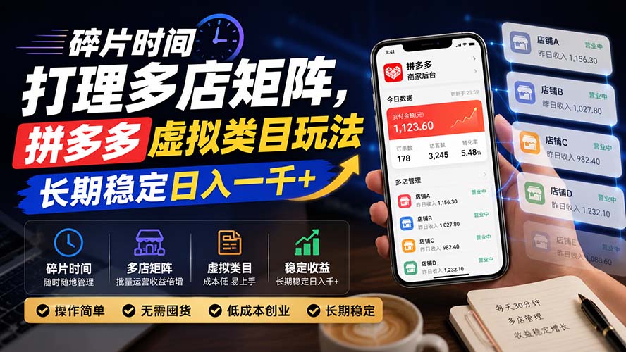 (20164期)碎片时间打理多店矩阵,拼多多虚拟类目玩法,长期稳定日入一千+插图 (20164期)碎片时间打理多店矩阵,拼多多虚拟类目玩法,长期稳定日入一千+插图