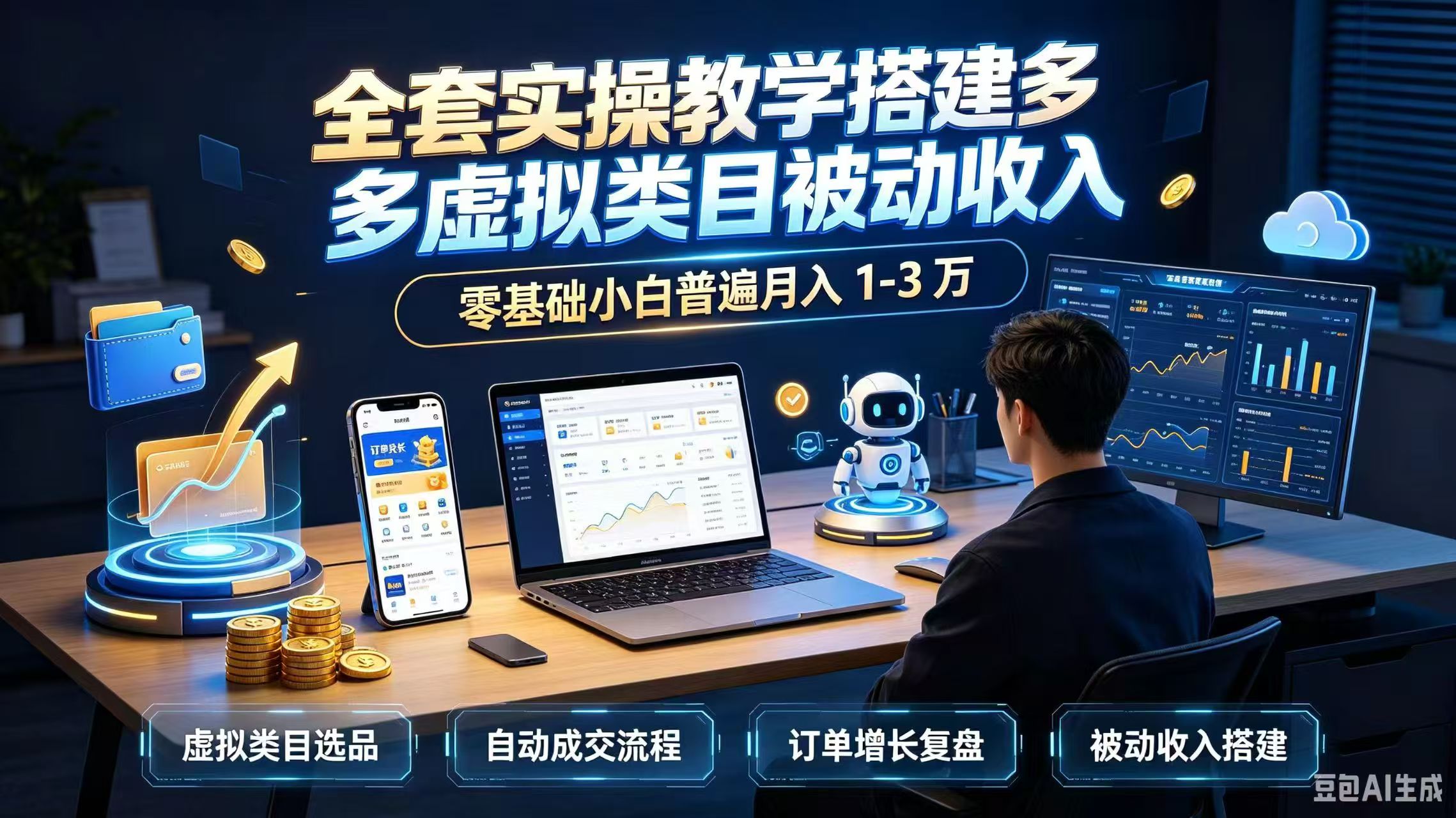 （20076期）全套实操教学搭建多多虚拟类目被动收入，零基础小白普遍月入 1-3 万