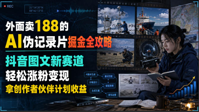 外面卖188的AI伪记录片掘金全攻略,抖音图文新赛道,轻松涨粉变现,拿创作者伙伴计划收益【文档】插图 外面卖188的AI伪记录片掘金全攻略,抖音图文新赛道,轻松涨粉变现,拿创作者伙伴计划收益【文档】插图