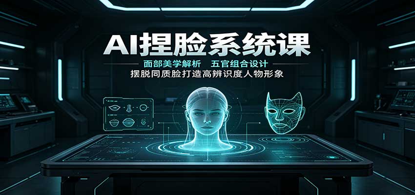 AI捏脸系统课:面部美学解析,五官组合设计,摆脱同质脸打造高辨识度人物形象