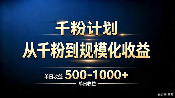 (20078期)抖音千粉账号计划,从千粉到规模化收益 500-1000+单日收益