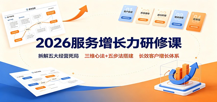2026服务增长力研修课:拆解五大经营死局,三维心法+五步法搭建长效客户增长体系