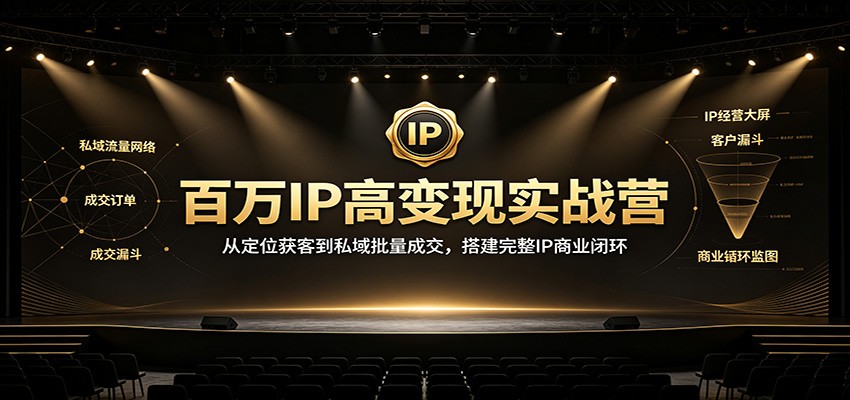 百万IP高变现实战营：从定位获客到私域批量成交，搭建完整IP商业闭环